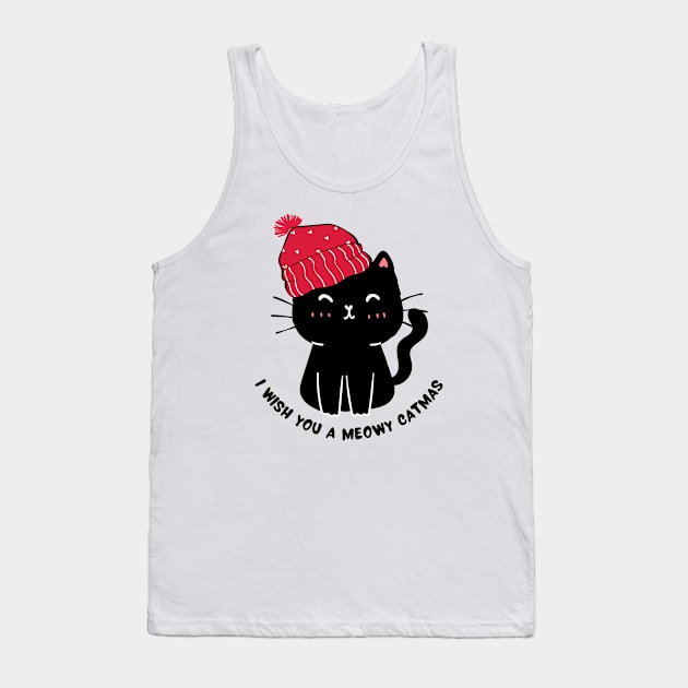 I Wish You a Meowy Catmas Tank Top by Creativity Haven